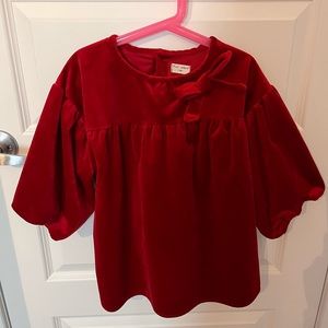 Holoday🎊 NWOT Red Velvet Dress with Bipshop Sleeve and Bow